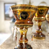 پذیرایی طلاکوب جهیزیه کریستال نودکور چک لاسترعسلی|ظروف سرو و پذیرایی|تهران, هفت حوض|دیوار