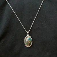 گردنبند نقره با نگین فیروزه اصل