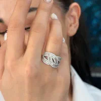 خرید نقره جات کهنه شما/انگشتر باگت روکش طلا نقره50