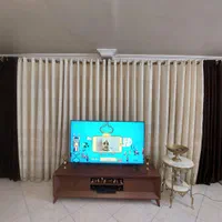 پرده پذیرایی حریر ترک با ساتن و کنار پرده ی مخمل|پرده، رانر، رومیزی|تهران, شهرک چیتگر|دیوار