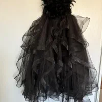 لباس مجلسی مشکی خاص با پر و تور مدل لاکچری