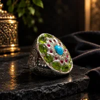 انگشتر نقره کلکسیونی جواهری