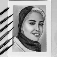طراحی چهره سیاهقلم|تابلو، نقاشی، عکس|محمدیه-قزوین, |دیوار