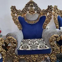 مبل سلطنتی ورق طلا با پارچه ترک ۹نفره درحد نو|مبلمان خانگی و میز عسلی|شهریار, شهرک وائین|دیوار