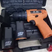 دریل شارژی 2 باطری آکبند پی ام با کیف بی ام سی