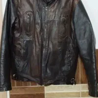 کاپشن چرم قهوه ای