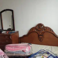 تخت خواب دو نفره چوب گردو و درآور