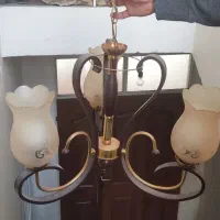 لوستر سه شاخه چوبی|لوستر و چراغ آویز|تبریز, |دیوار