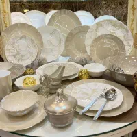 سرویس آرکوپال۵۲پارچه۱۲نفره فلاور عسلی لب +شامپاینی