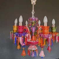 لوستر ۱۵شاخه هفت رنگ حالت دو طبقه بلوری|لوستر و چراغ آویز|تهران, بهارستان|دیوار