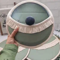 سرویس ساده جهیزیه سبز سدری|سفره، حوله، دستمال آشپزخانه|اردبیل, |دیوار