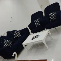 مبل هفت نفره سورمه آیی بسیار تمیز شیک