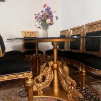 مبلمان استیل و  غذا خوری  و ویترین چوب منبت دست|مبلمان خانگی و میز عسلی|کرج, دهقان ویلا|دیوار
