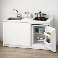 یک آشپزخانه کامل در محل کار  کابینت زیر گاز سینک Q