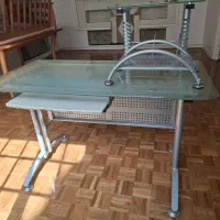 میز کامپیوتر شیشه وفلز