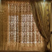 پرده  کرم وقهوه ای ۲ عدد