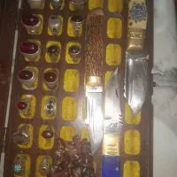 جعبه انگشتر تعداد ۱۷ عدد ۳عدد چاقو ۲عدد چرکه سندلو|جواهرات|میانه, |دیوار