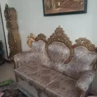 مبل استیل ۷ نفره کاملا سالم کم کارکرد ۳ میز عسلی