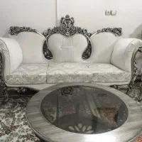 مبل سلطنتی۹نفره بامیزوعسلی(یکسال کارکرده|مبلمان خانگی و میز عسلی|ابریشم, |دیوار