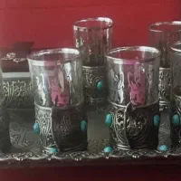 سرویس چای‌خوری آب‌نقره‌ای فیروزه
