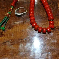 تسبیح کهربها مرجان زرافشان بی نظیر کهنه