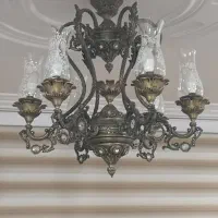 دوعدد لوستر برنز اصل|لوستر و چراغ آویز|سنگر, |دیوار