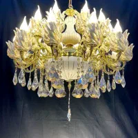 لوستر)۲۰(بیست شعله سرامیکی برنجی اصلی