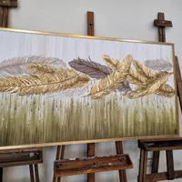 تابلو نقاشی فوق برجسته پرهای طلایی|تابلو، نقاشی، عکس|تهران, عباس‌آباد|دیوار