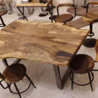 میز ۶نفره لبه طبیعی تمام چوب گردو روستیک|میز و صندلی غذاخوری|تهران, دریاچه شهدای خلیج فارس|دیوار