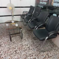 میز مدیریت صندلی گردون ۷ عدد صندلی استیل