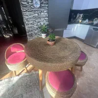 میز نهارخوری سه نفره حصیری