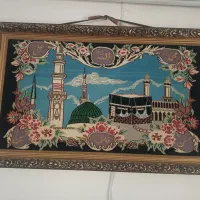 قاب فرش دستباف مکه و مدینه و پنج تن علیهم السلام|تابلو فرش|تهران, شهرک شهید رجایی (کوی نوبنیاد)|دیوار