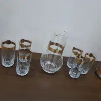 پارچ و لیوان کریستال چک طلا کوب