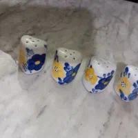 نمکدان گل پنبه ای قدیمی دوجفت قلبی بسیارزیبا ونو