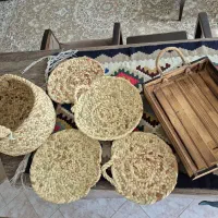 حصیر و سینی چوبی