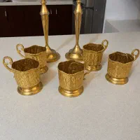 یک جفت شمعدانی و ۵عدد انگاره جنس برنج