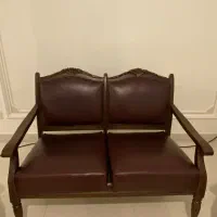 نیم ست (سه نفره) چرم و چوب گردو|مبلمان خانگی و میز عسلی|تهران, ونک|دیوار