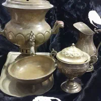 سرویس سماور و جام و تلفن برنزی