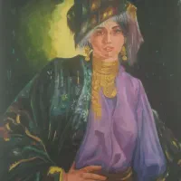 تابلو نقاشی دختر کرد قدیمی