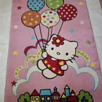 قالی اتاق کودک دخترانه 4متری طرح کیتی سالم نو1600