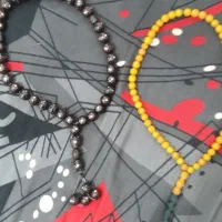 تسبیح هسته خرما و مسکوب نقره کوب