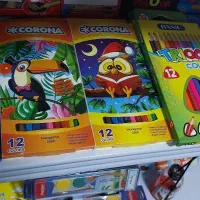 دفتر و مداد رنگی و تراش و...