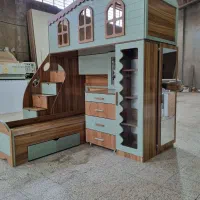 تخت دو طبقه سایز نوجوان مدل حصیر دار|تخت و سرویس خواب|مشهد, خواجه ربیع|دیوار