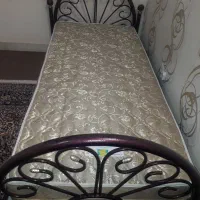 تخت فلزی یک نفره فرفوژه  + خوش خواب سوپر طبی آرامش