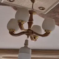 لوستر سقفی 4شاخه چوبی|لوستر و چراغ آویز|شاهینشهر, خانه کارگر|دیوار