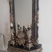 اینه و شمعدان به همراه ساعت برنز