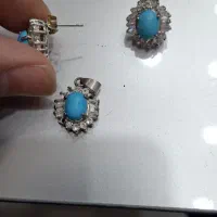 ست نقره گوشواره و گردنی فیروزه|جواهرات|تهران, شادآباد|دیوار