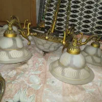 لوستر فلزی شش شاخه بزرگ با دوعدد تکی