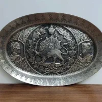 سینی بیضی قدیمی آنتیک مسی کار دست قطر ۲۵ در ۱۵