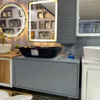 روشویی کابینتی مدل gsf درب بامبو مشکی طوسی سفید